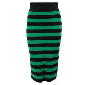 Veronica Beard green and black stripe skirt